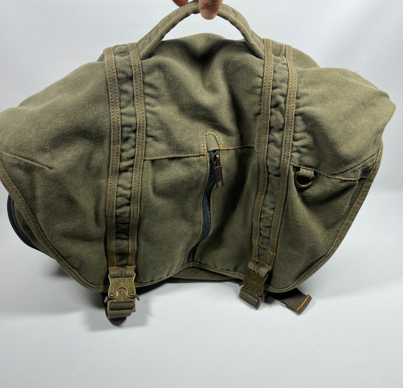 L.L. Bean Other - LL BEAN Bag Messenger Laptop Crossbody Paperboy Style Canvas Cotton Green VTG